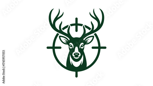 Majestic stag head logo centered in crosshairs representing hunting and wildlife