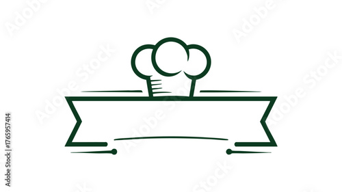 Simple chef hat and banner emblem logo for culinary businesses and restaurants