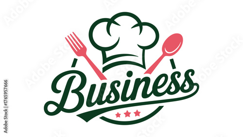 Chef hat and utensils logo for food business restaurant cafe catering company