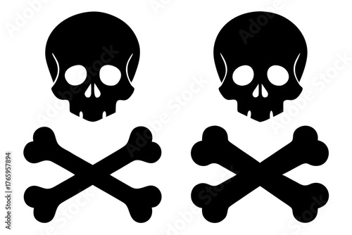 skull and crossbones silhouette vector, crossbones and skull death black symbol