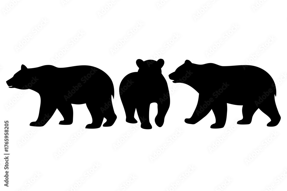 Fototapeta premium bear silhouette set, bear black icon, bear symbol