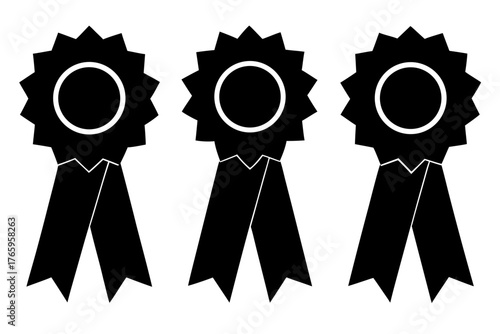 award ribbon silhouette vector, award ribbon black symbol set