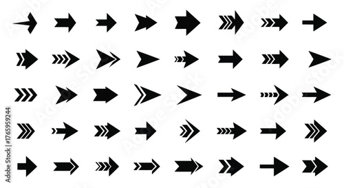Vector illustration of collection of various black arrow icons
