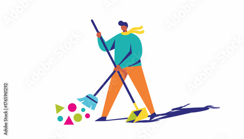 Digital Overload: Person Connected to Communication Icons (Email, Chat, Alerts) Representing Multitasking and Information Flow.