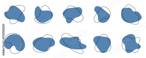 Abstract Organic Blob Shape Set – Irregular Liquid Forms, Freeform Amoeba Figures, Modern Fluid Geometric
 Vector Illustration
