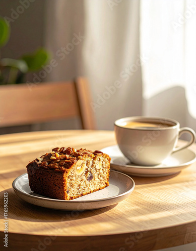 Wallpaper Mural Banana Nut Bread Slice Ceramic Plate Coffee  Torontodigital.ca