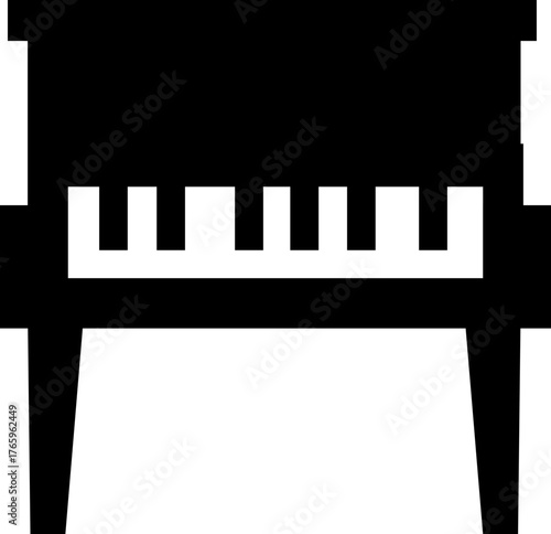 Piano Icon Grand Piano Symbol and Musical Instrument Group, Keyboard, Classical Music, Electric Piano, Melody, Performance, Entertainment Vector in Black Flat Style