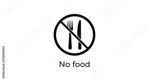 A clear black silhouette of a fork and knife crossed out within a circle indicating no food allowed silhouette