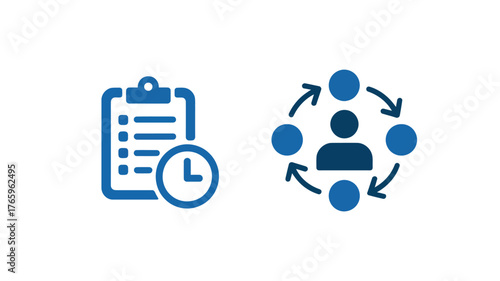 Set of business process icons flat vector illustration for project management isolated on white background