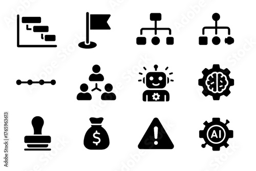 Project gear team vector management hierarchy milestone task icons icon triangle optimization