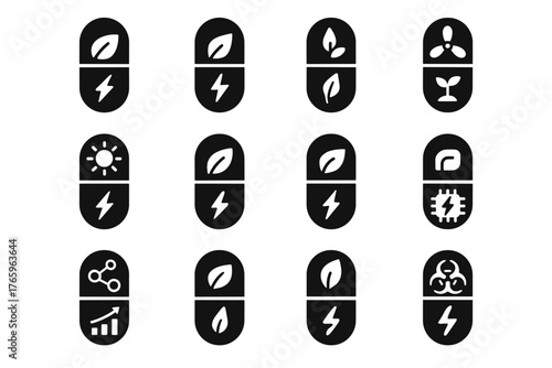 Bio compact chip vector energy icon smart chemical icons battery module biochemical