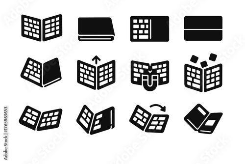 Closure icon folding device portable input travel vector icons gadget keyboard board
