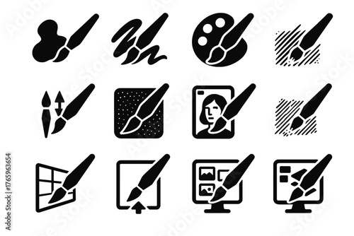 Vector gallery effect artist strokes watercolor icon preview textured sketching pen