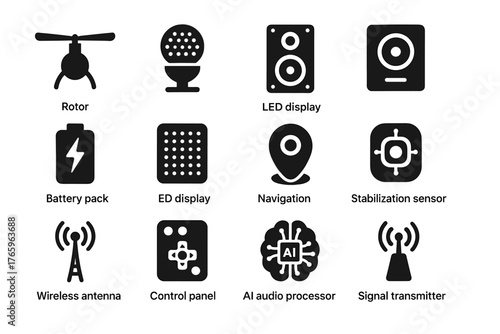 Vector battery display unit surveillance voice icon module stabilization control microphone wireless