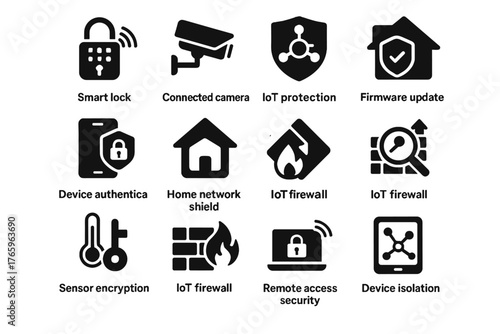 Icons anomaly icon update iot connected hub security network vector lock