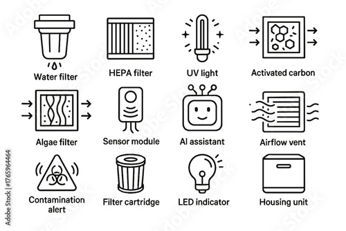 Layer assistant module filter icon hepa ai airflow activated cleaning systems vector