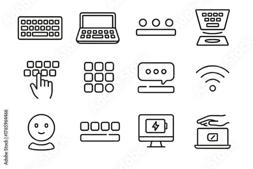 Touchless controls tools typing vector virtual outline assistant icon digital text led