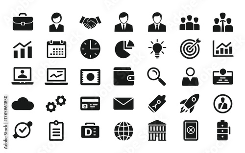 Modern business and finance icon set for professional presentations and digital platforms