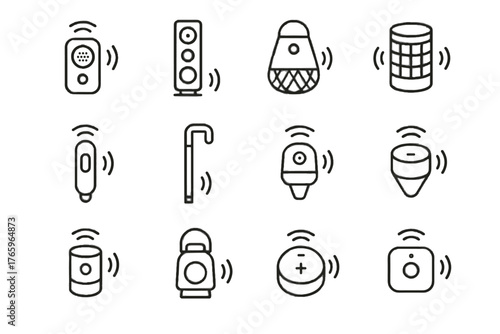 Vector icon lamp hub beacon pocket voice guide sound portable unit