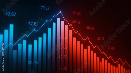 Wallpaper Mural Abstract financial chart depicting stock market trends with blue and red bars representing gains and losses. Torontodigital.ca