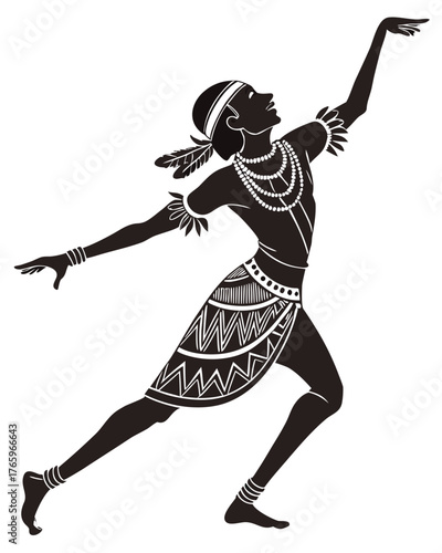 Silhouette of an african dancer is in motion