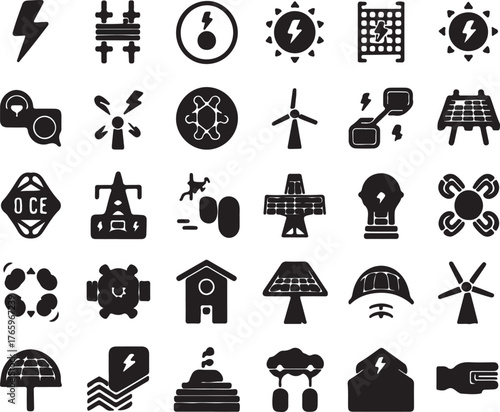 Renewable energy sources and sustainable living black and white concept