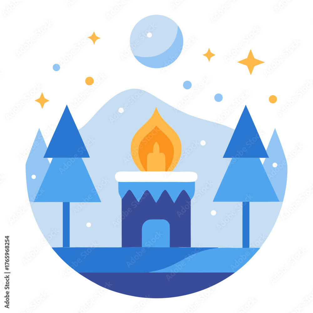 Fototapeta premium winter solstice celebration holiday festival nature ritual fire winter night family tradition outdoors community candles bonfire