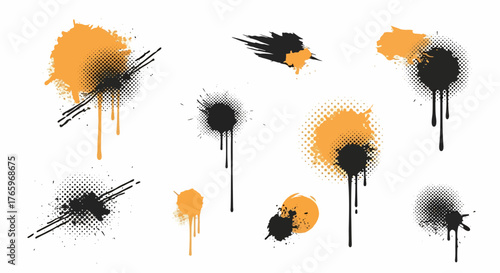 Grunge Vector Set Collection of Abstract Ink Splatter Elements and Design Resources