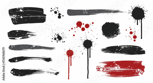 Artistic Vector Paint Splashes and Brush Strokes Grunge Texture Design Elements