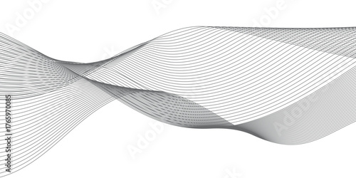 Black and white abstract vector background with lines and waves