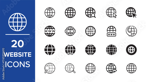 world web icon www earth globe icons. website icon for contact icons. Web icon vector. Web icon page symbol for your web design. Internet world vector