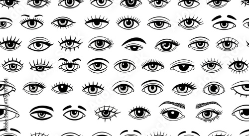 Eye Collection Vector Seamless Pattern