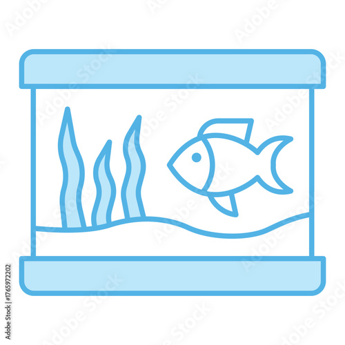 Aquarium Vector Icon – Minimal Line Art of Fish Tank with Bubbles