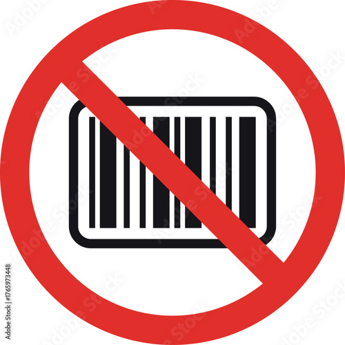 No barcode icon . Barcode prohibition sign . Barcode ban icon . Vector illustration