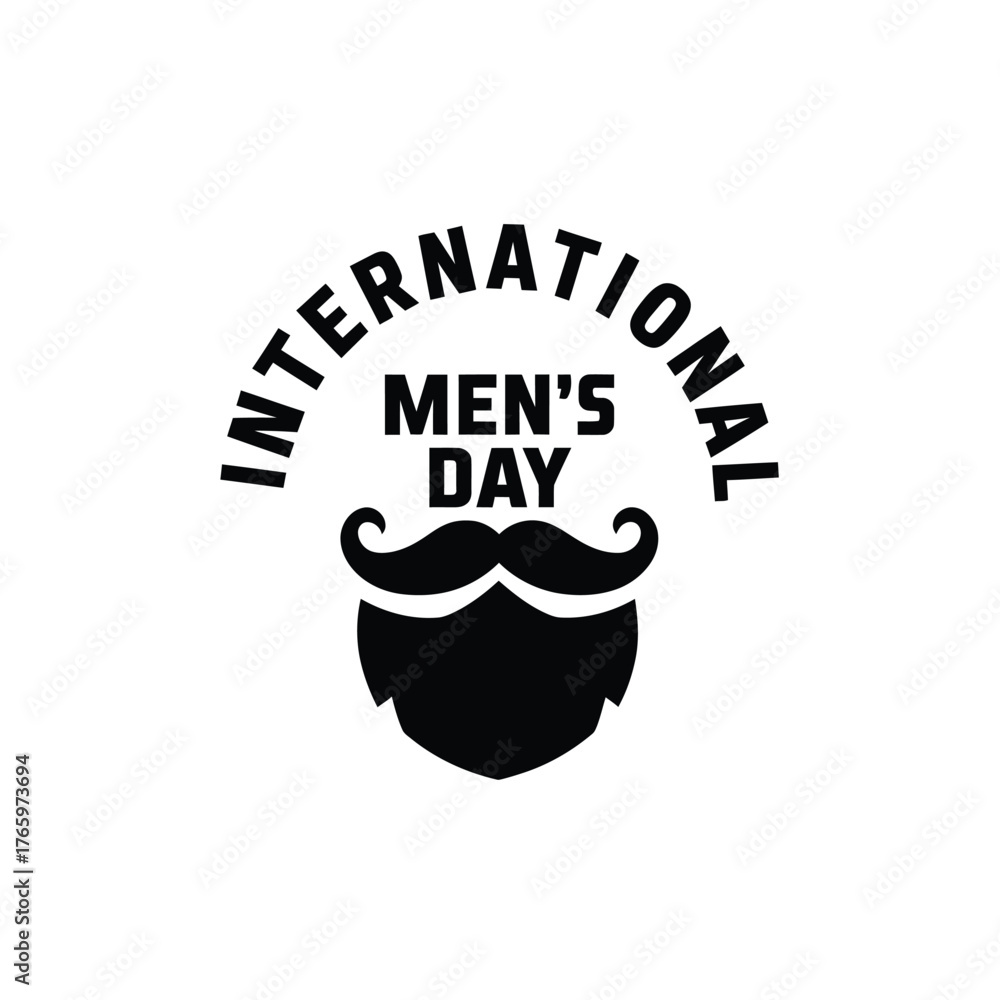 Fototapeta premium Vector art of international mens day logo with a beard and mustache graphic