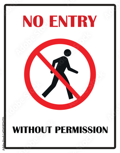 No entry without permission sign pictogram warning