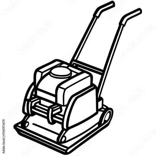 Plate Compactor Vector Icon Minimalist One Line Drawing Construction Equipment Illustration