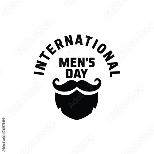 Vector art of international mens day logo with a beard and mustache graphic