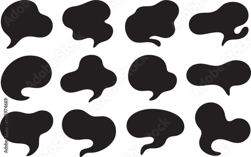 Organic Black Blob Shapes Collection for Speech and Thought Bubbles