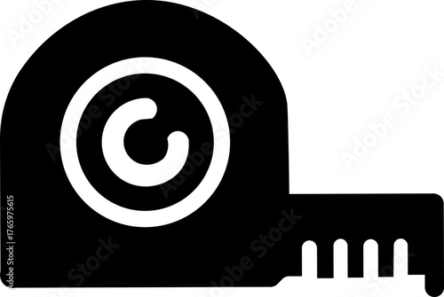 measure tape icon black and white vector sign Measuring tape  in one continuous line drawing. Symbolizing industrial tools and craftsmanship, Tape Measure Continuous Line Art Illustration, Tape 