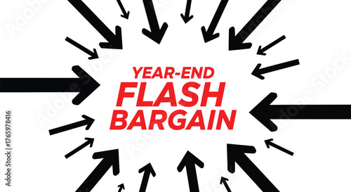 Yearend flash bargain isolated on white background to attract customers attention now