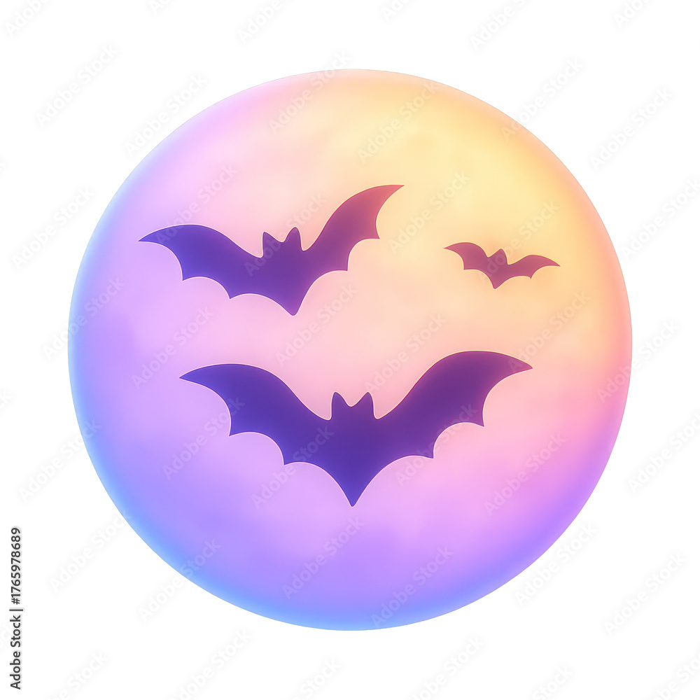 Naklejka premium PNG Colorful bats moon illustration