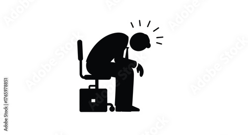 Silhouette of a stressed person sitting with head in hands overwhelmed