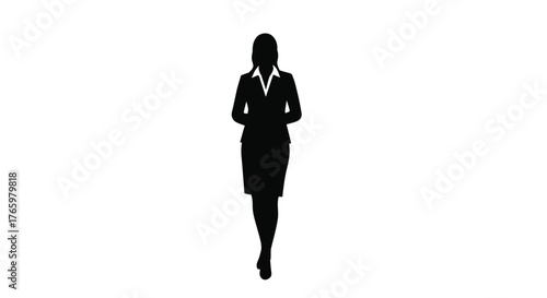 Silhouette of a woman in a business suit standing confidently