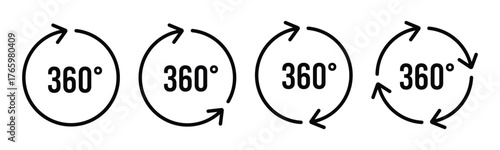 Virtual Reality 360 Degree Line Icons Vector Set 