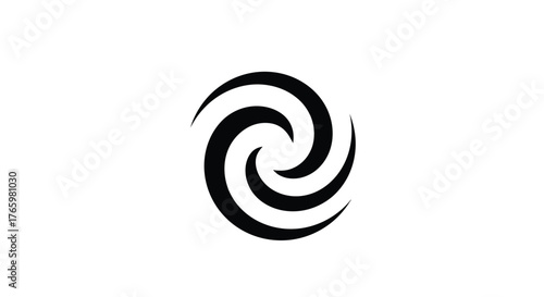 Simple black spiral design isolated on a plain white background image