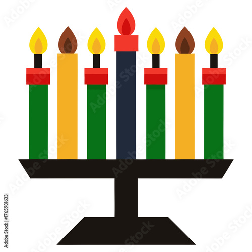 Kwanzaa Kinara with Seven Candles Vector Artwork