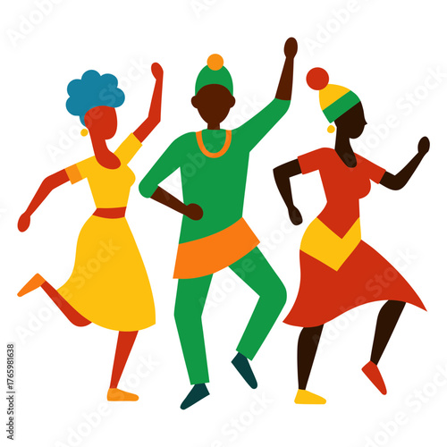 People Dancing at Kwanzaa Celebration Vector Art