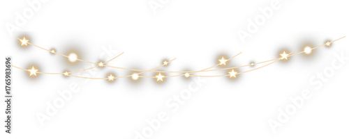 Christmas bulbs twinkle with gentle shine, festive garland string light PNG