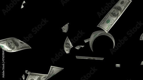 Full HD Money Rain Falling Down – Realistic Dollar Bills Falling in the Air for Business, Finance, and Wealth Concepts